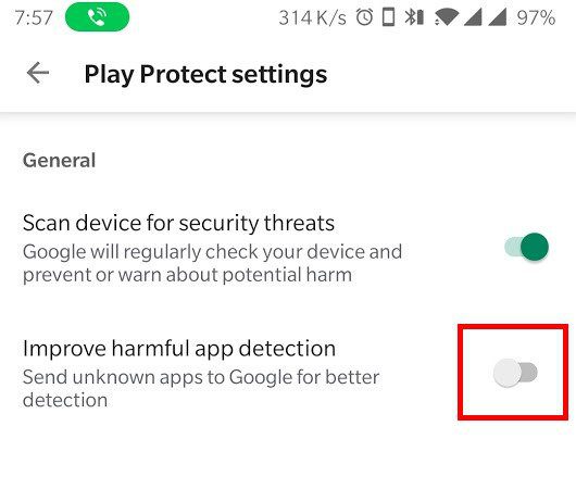 google play protect android settings