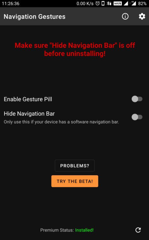 navigation gestures premium android