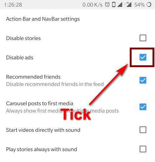 instagram disable ads