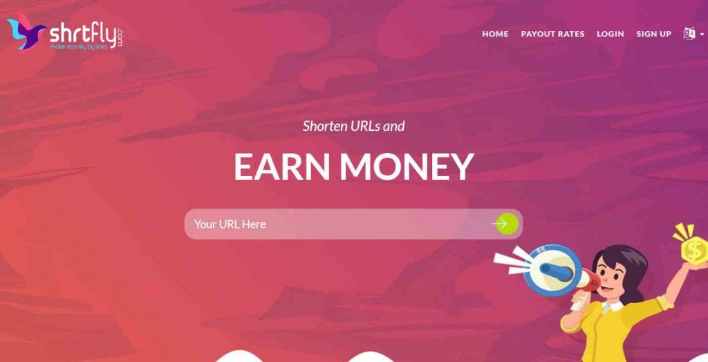 shrtfly best url shortener to earn money